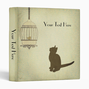 Cat and Birdcage 3 Ring Binder