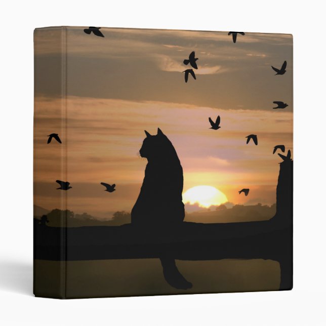 Cat and Birds in the sunset 3 ring binder (Front/Spine)