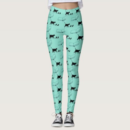 Cat and Book Pattern Leggings