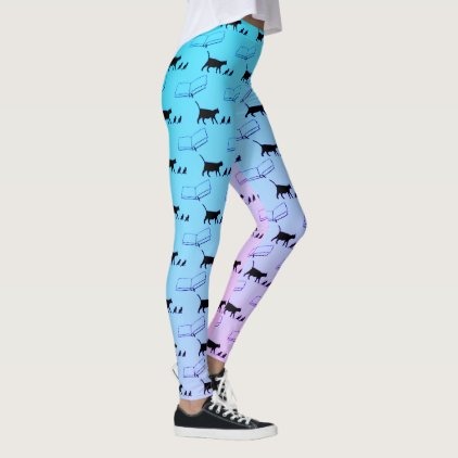 Cat and Book Pattern Leggings