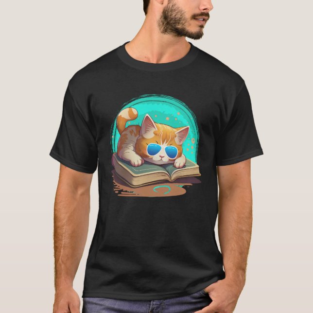 Cat  and Bookworm Book  Books and Cat fans  1 T-Shirt (Front)