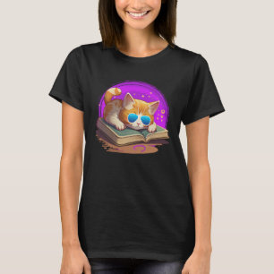 Cat and Bookworm Book Books and Cat fans T-Shirt
