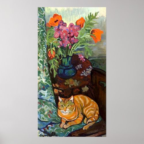 Cat and Bouquet Suzanne Valadon Poster