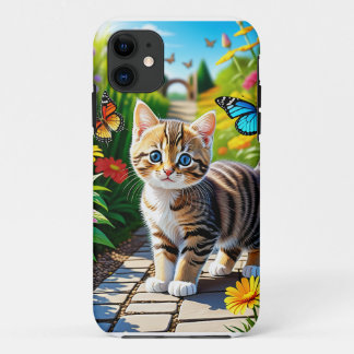 Cat and butterflies iPhone 11 case