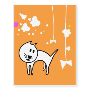 Cat and Butterflies Temporary Tattoos