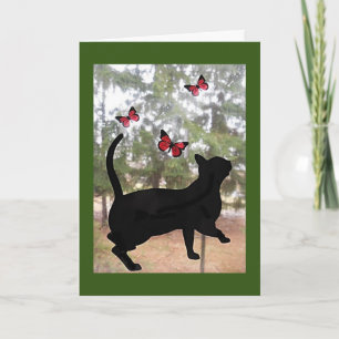 Cat and butterflies, thinking of you card