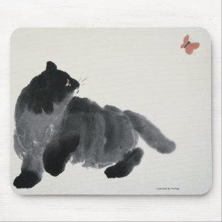 Cat and Butterfly Mouse Pad