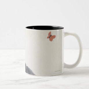 Cat and Butterfly Two-Tone Coffee Mug