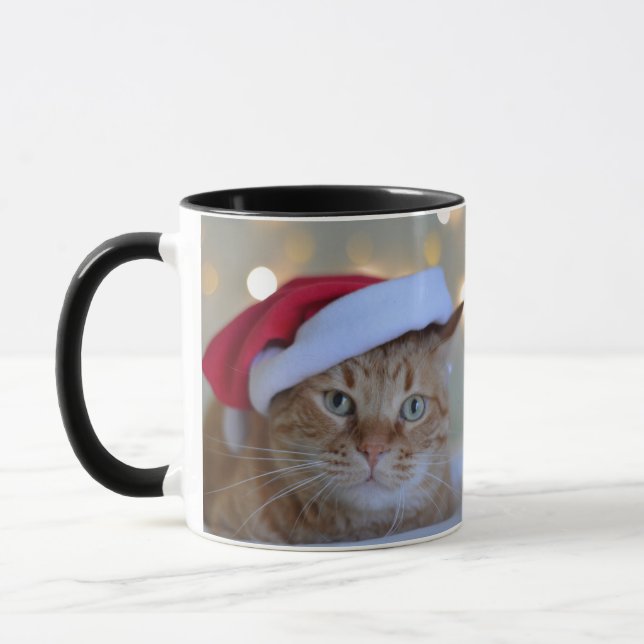 Cat and Christmas lights Mug (Left)