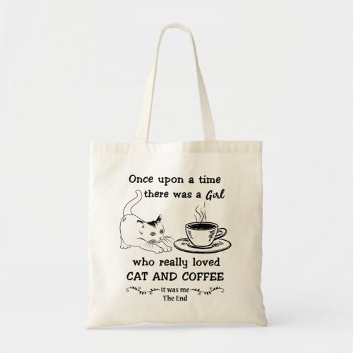 CAT AND COFFEE GIFT Cute Cat Gift Tote Bag