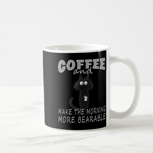Cat And Coffee Tee Design, Funny-cat Morning Humor Mug (Right)