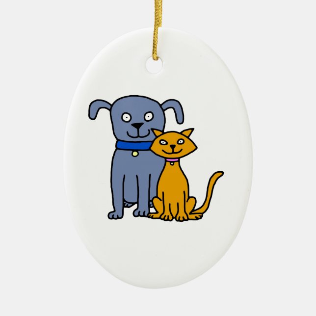 Cat and Dog Ceramic Ornament (Front)