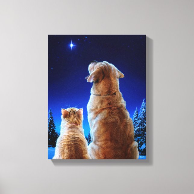 Cat and Dog Christmas Miracle Canvas Print (Front)