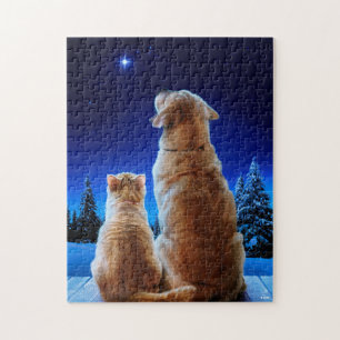 Cat and Dog Christmas Miracle Jigsaw Puzzle