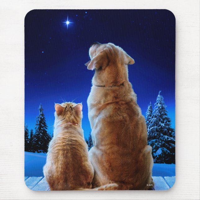 Cat and Dog Christmas Miracle Mouse Pad (Front)