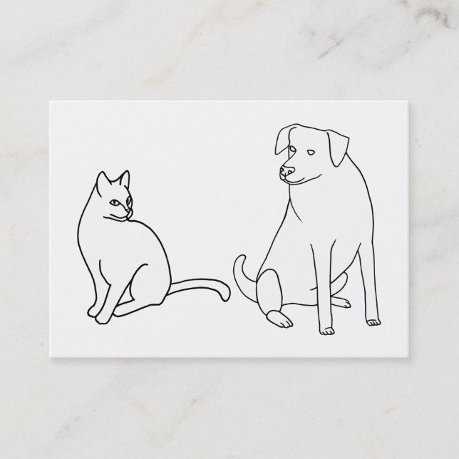 Cat and Dog Coloring Business Cards (Front)