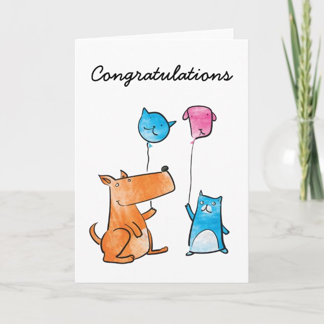 Cat and Dog Congratulations Card (Front)
