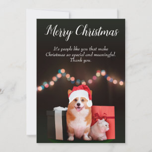 Cat and Dog customizable Christmass Holiday Card