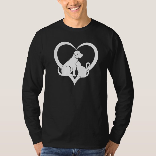 Cat and Dog Cute Cat Cat Owner Dog Owner T-Shirt (Front)