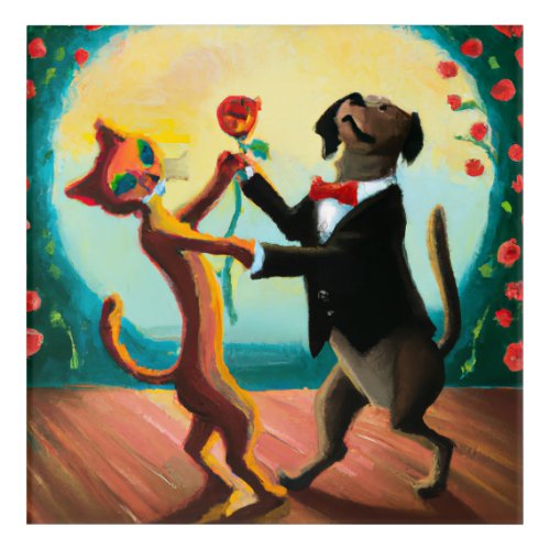 Cat and Dog Dancing Tango in Dance Club AI Art