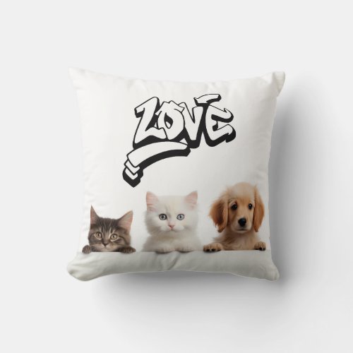 cat and dog designed pillow
