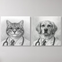 Cat and Dog Doctor Acrylic Photo Tile Set
