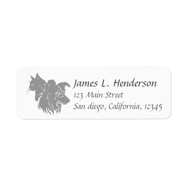 Cat and Dog Faces with Personalized Name Label (Front)