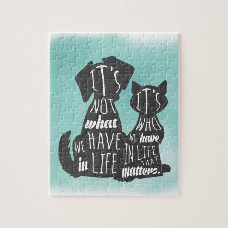 Cat and Dog Friends Best Friend Captions Jigsaw Puzzle Zazzle