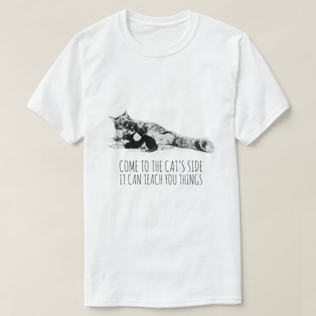 Cat and dog friends funny T-Shirt (Design Front)