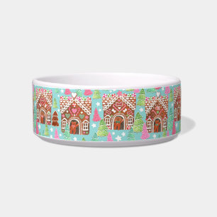 Cat and dog Gingerbread house pet bowl