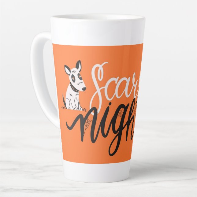 Cat and Dog Halloween Latte Mug - Spooky Pet Lover (Left Angle)