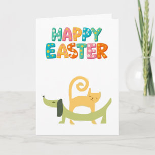 CAT AND DOG HAPPY EASTER DIGITAL DOWNLOAD CARD