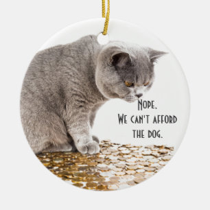 Cat and dog humor ceramic ornament