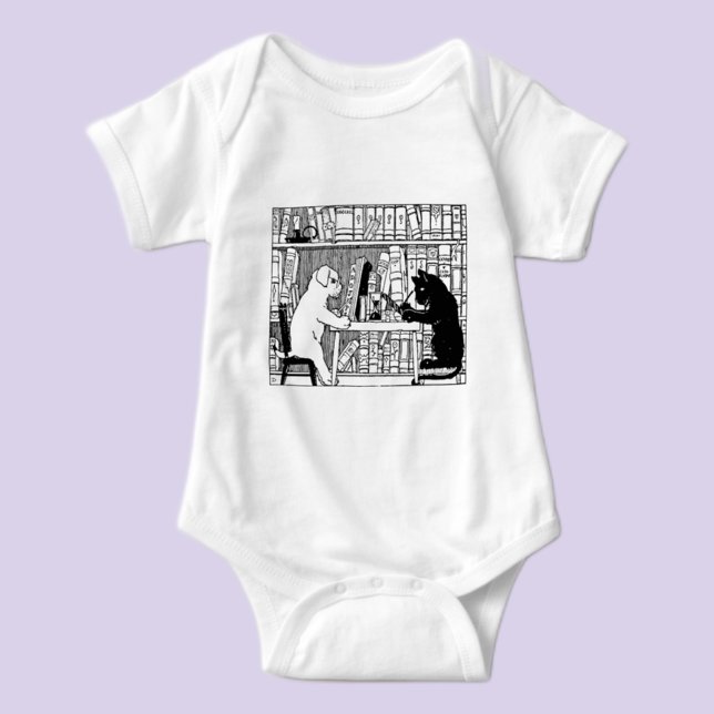 Cat and Dog in the Library Baby Bodysuit (Creator Uploaded)