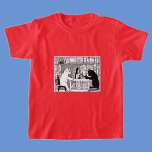 Cat and Dog in the Library T-Shirt