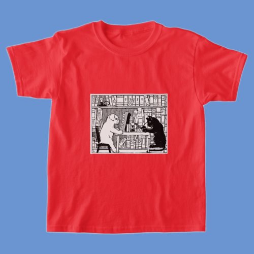 Cat and Dog in the Library T_Shirt