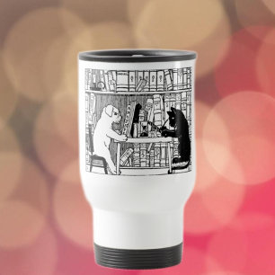 Cat and Dog in the Library Travel Mug
