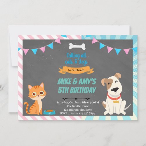 Cat and dog joint party Invitation