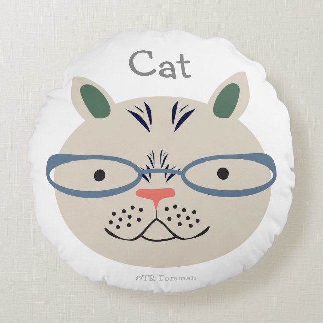 Cat and Dog kid's illustration pillow (Front)