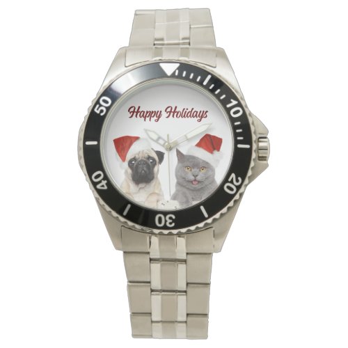 Cat And Dog Merry Christmas Happy Holiday  Watch