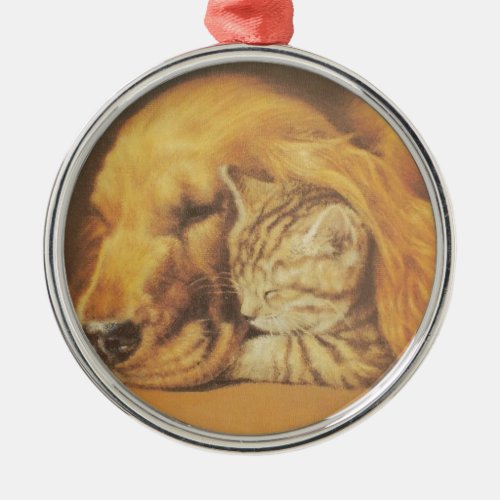 Cat and Dog Metal Ornament