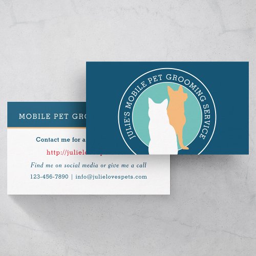 Cat and Dog Mobile Pet Groomer Business Card