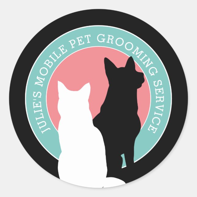 Cat and Dog Mobile Pet Groomer Classic Round Sticker (Front)