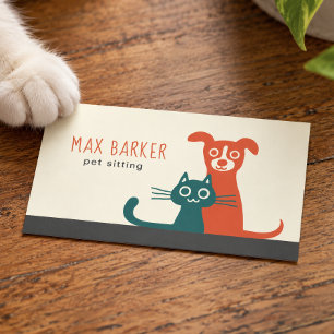Cat and Dog Modern Pet Care Colorful Animals Business Card