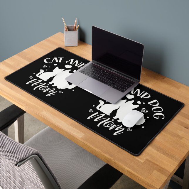 Cat And Dog Mom Girl Lover Dogs Cats Mother Mommy  Desk Mat (Office 2)
