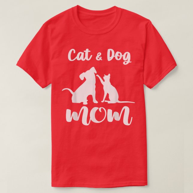 Cat and Dog MomPets Animals Lover Puppy for Women  T-Shirt (Design Front)