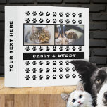 Cat and Dog Pet Paw Print 2 Photo Album 3 Ring Binder<br><div class="desc">Cat and Dog Pet Paw Print 2 Photo Album. Do you have a cat and a dog or 2 dogs or 2 cats - make a photo album for both of them. Cute black paw pattern,  2 photos and names. Nice gift for a cat and dog owner.</div>