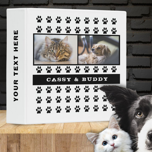 Cat and Dog Pet Paw Print 2 Photo Album 3 Ring Binder