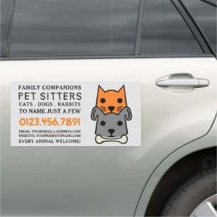 Cat and Dog, Pet Sitting Service Advertising Car Magnet