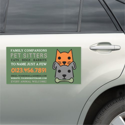 Cat and Dog Pet Sitting Service Advertising Car Magnet